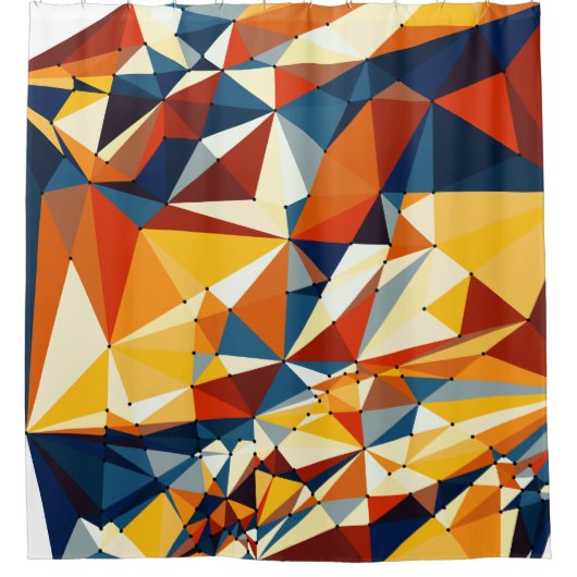 Netto meerkleurige driehoeken douchegordijn (Voorkant)