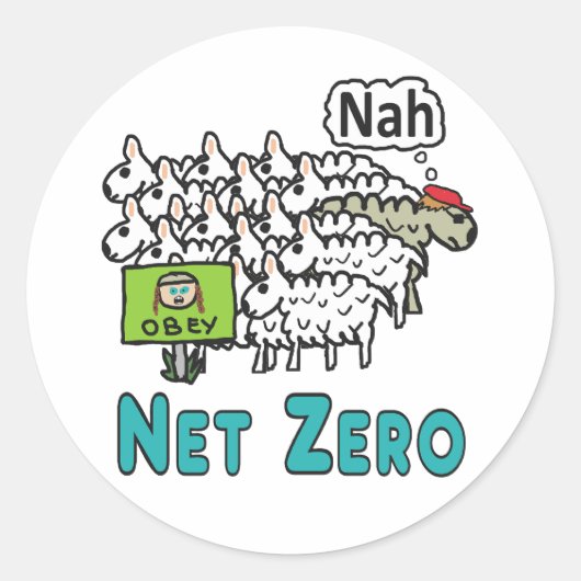 Netto nul ronde sticker (Voorkant)