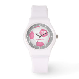 netto sportief doel - detail roze witte voetbal horloge