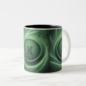 netvormig groen patroon tweekleurige koffiemok (Voorkant rechts)