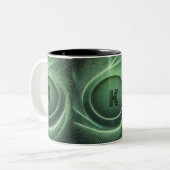 netvormig groen patroon tweekleurige koffiemok (Voorkant links)