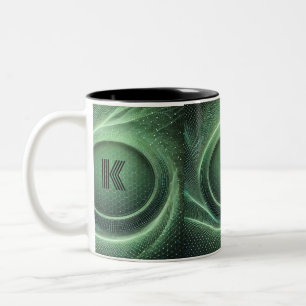 netvormig groen patroon tweekleurige koffiemok