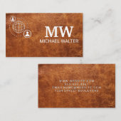 Netwerk Communicatie Monogram | Leer Visitekaartje (Voorkant / Achterkant)