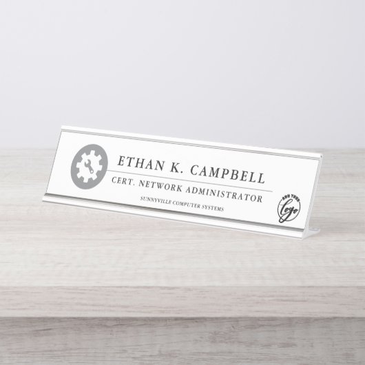Netwerkbeheerder | Industriesymbool + Logo Bureau Naambordje (Voorkant)