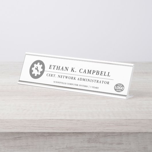 Netwerkbeheerder | Industriesymbool + Logo Bureau Naambordje (Voorkant)
