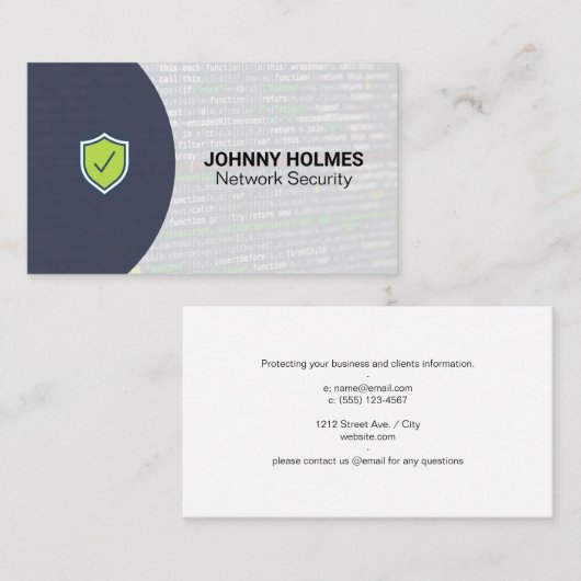 Netwerkbeveiliging | codeur | programmeur visitekaartje (Voorkant / Achterkant)