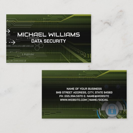 Netwerkbeveiliging | Cyberbescherming | Codering Visitekaartje (Voorkant / Achterkant)