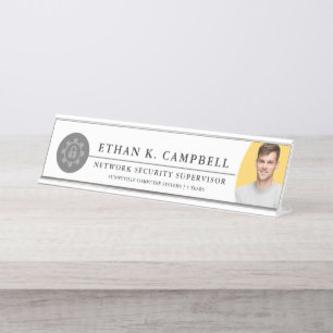Netwerkbeveiligingsexpert Branche symbool + Logo Bureau Naambordje