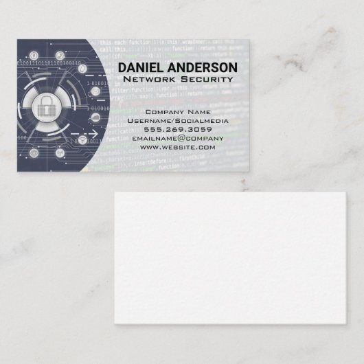 Netwerkcommunicatie | codeur | Cyberbeveiliging Visitekaartje (Voorkant / Achterkant)