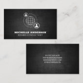 Netwerkcommunicatiepictogram | Zwarte textuur Visitekaartje (Voorkant / Achterkant)