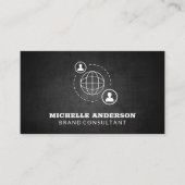 Netwerkcommunicatiepictogram | Zwarte textuur Visitekaartje (Voorkant)