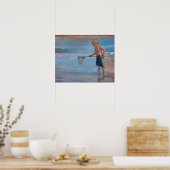 Netwerken - Jongen met net bij Beach Poster (Keuken)