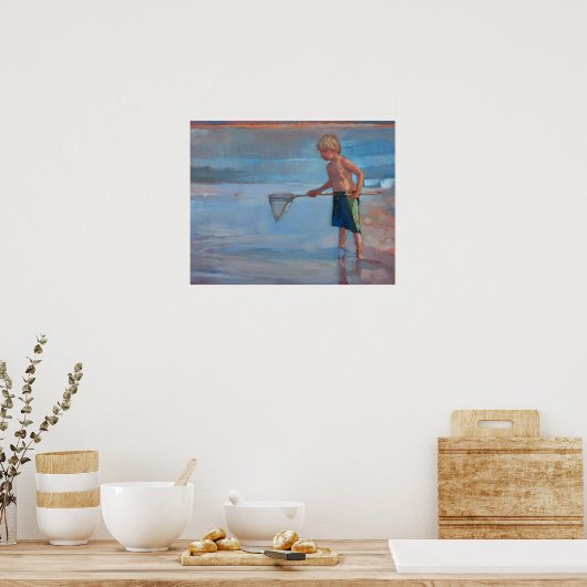 Netwerken - Jongen met net bij Beach Poster (Keuken)
