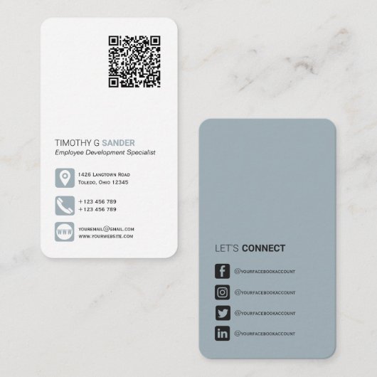 Netwerken QR-code eenvoudige sociale media stoffig Visitekaartje (Voorkant / Achterkant)