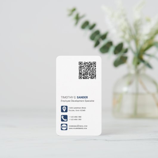 Netwerken QR-code professionele sociale media blau Visitekaartje (Staand voorkant)