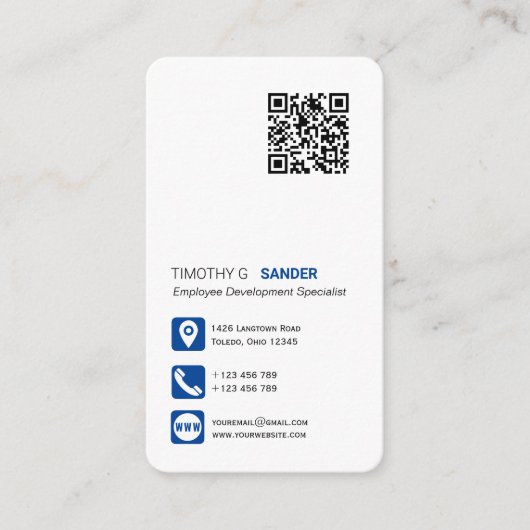 Netwerken QR-code professionele sociale media blau Visitekaartje (Voorkant)