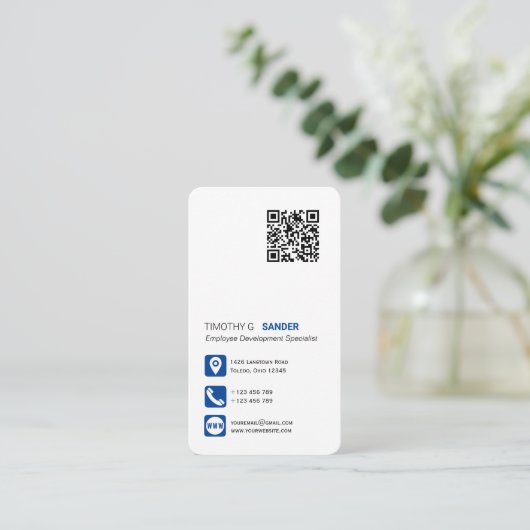 Netwerken QR-code professionele sociale media blau Visitekaartje (Staand voorkant)