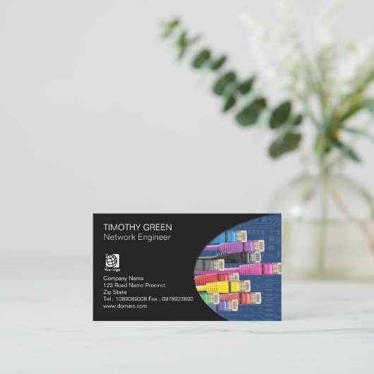 Netwerkingenieur Technische gekleurde computerkabe Visitekaartje (Staand voorkant)