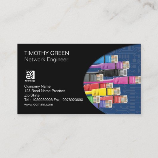Netwerkingenieur Technische gekleurde computerkabe Visitekaartje (Voorkant)