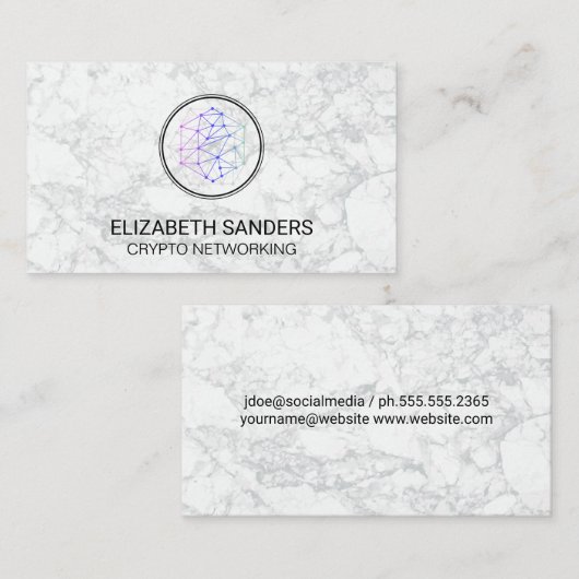 Netwerktechnologie | Marmeren achtergrond Visitekaartje (Voorkant / Achterkant)