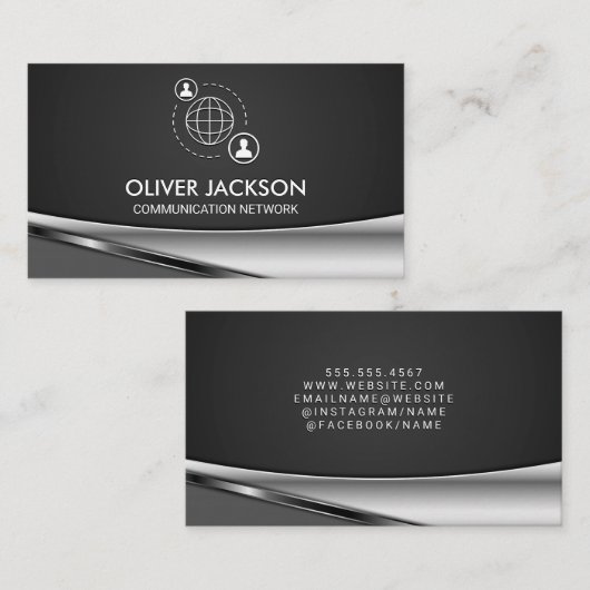 Network Communication Pictogram | Logo onderneming Visitekaartje (Voorkant / Achterkant)