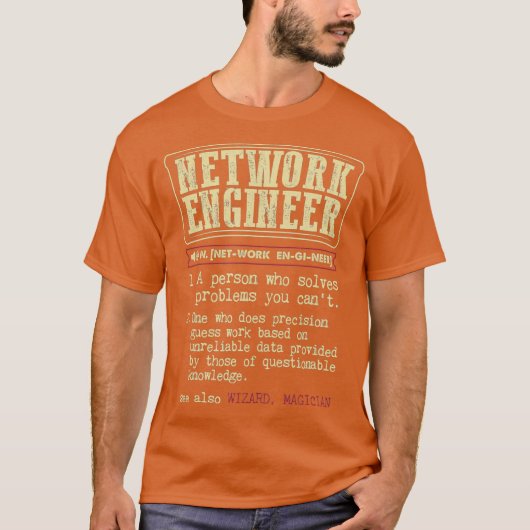 Network Engineer Gift Grappig woordenboek T-shirt (Voorkant)