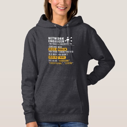 Network Engineer zelfstandig naamwoord Funny Tech Hoodie (Voorkant)