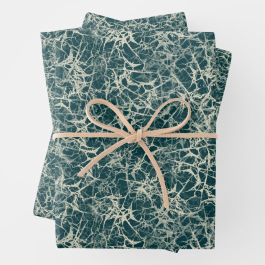 Networking Neurons op Blauwgroen - naadloos patroo Inpakpapier Vel (In situ)