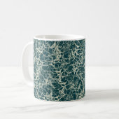 Networking Neurons op Blauwgroen - naadloos patroo Koffiemok (Voorkant links)