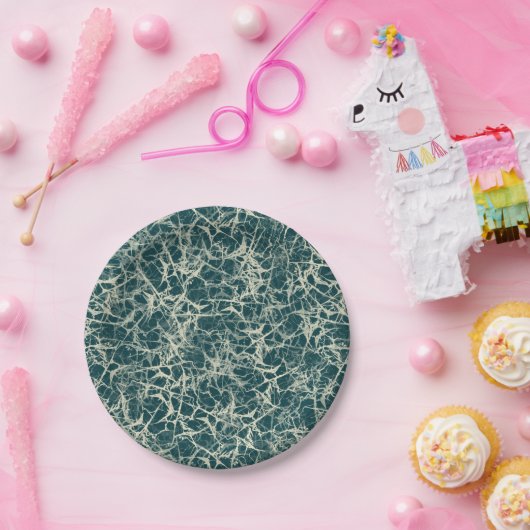 Networking Neurons op Blauwgroen - naadloos patroo Papieren Bordje (Feest)