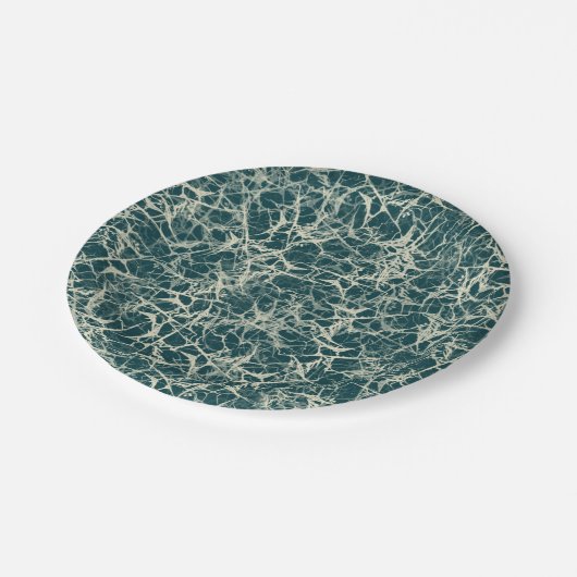 Networking Neurons op Blauwgroen - naadloos patroo Papieren Bordje (Gekanteld)