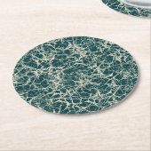 Networking Neurons op Blauwgroen - naadloos patroo Ronde Kartonnen Onderzetter (Gebogen)