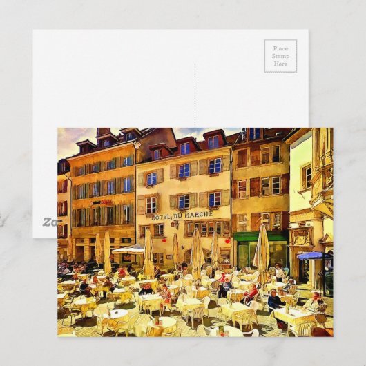 Neuchâtel Zwitserland Art Briefkaart (Voorkant / Achterkant)