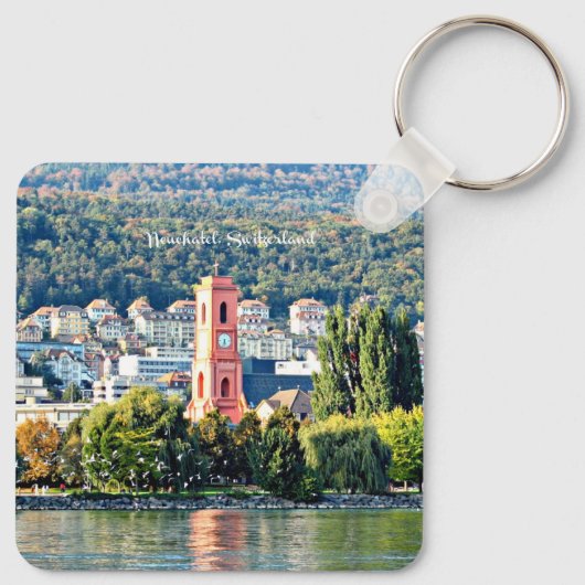 Neuchatel, Zwitserland landschap Sleutelhanger (Achterkant)