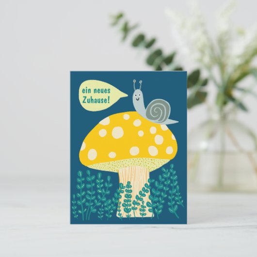 Neues Haus Schnecke auf Magischen Pilz Niedlich  Briefkaart (Staand voorkant)
