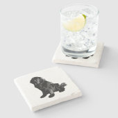 Neufundländer Hund Schwarz Stenen Onderzetter (Zijkant)