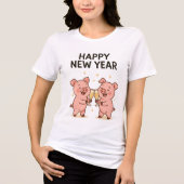 Neujahr Schweinchen Duo Anstoßen Tri-Blend Shirt (Voorkant)