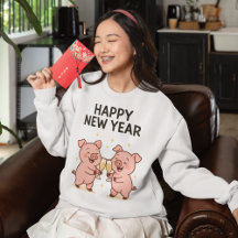 Neujahr Schweinchen Duo Anstoßen