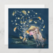 Neujahrskarte mit Pferd und Karotten Feuerwerk Feestdagenkaart (Voorkant / Achterkant)