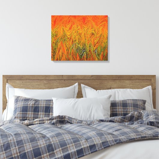 "Neural Firestorm" Abstract geel Sinaasappel Canvas Afdruk (Insitu (Slaapkamer))