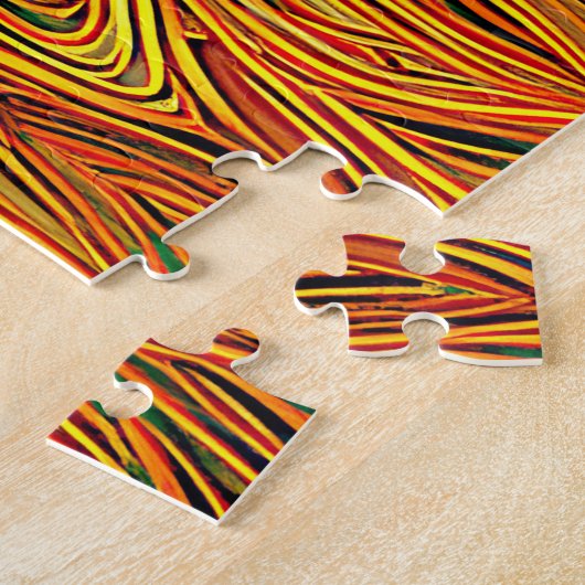 "Neural Firestorm" Abstract geel Sinaasappel Legpuzzel (Zijkant)