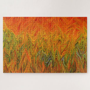 "Neural Firestorm" Abstract geel Sinaasappel Legpuzzel