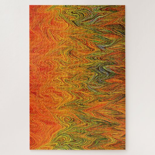 "Neural Firestorm" Abstract geel Sinaasappel Legpuzzel (Verticaal)