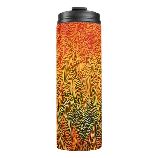 "Neural Firestorm" Abstract geel Sinaasappel Thermosbeker (Voorkant)