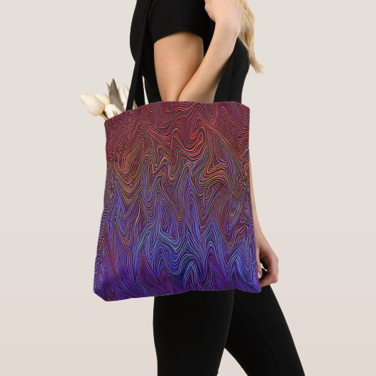 "Neural Firestorm" Abstract rood blauw Tote Bag (Dichtbij)