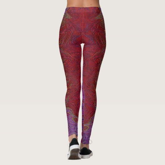 "Neurale Firestorm" Abstract" Rood Paarse Leggings (Achterkant)