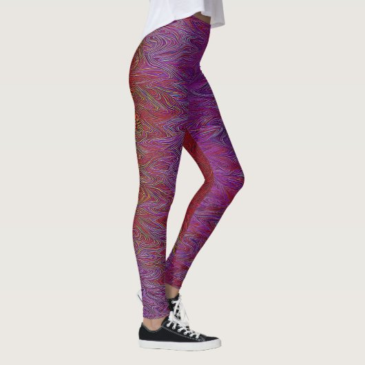"Neurale Firestorm" Abstract" Rood Paarse Leggings (Rechts)
