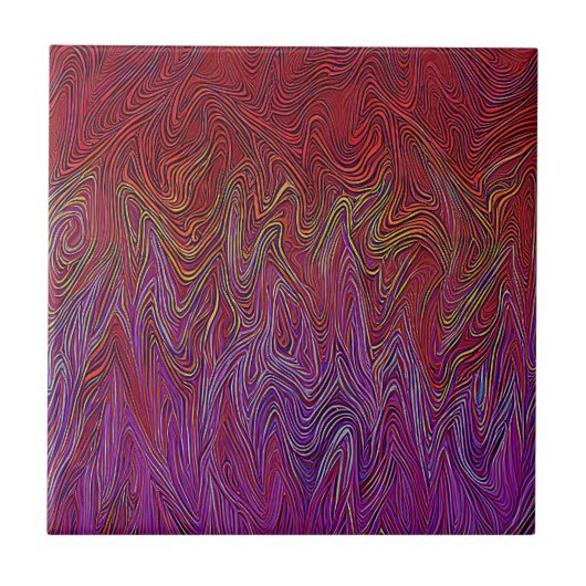 "Neurale Firestorm" Abstract" Rood Paarse Tegeltje (Voorkant)