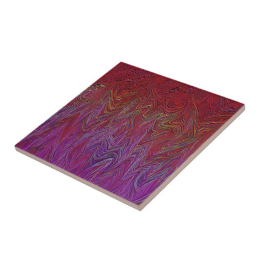 "Neurale Firestorm" Abstract" Rood Paarse Tegeltje (Zijkant)