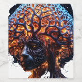 Neurale harmonie: een visie van helderheid en groe wijn etiket (Enkel label)